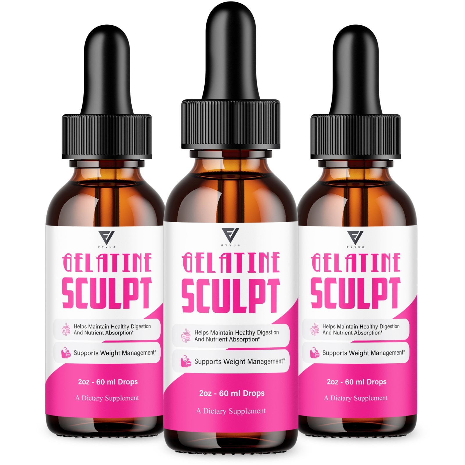 (3 Pack) Gelatine Sculpt Weight Management Support, GelatineSculpt Drops (6oz)