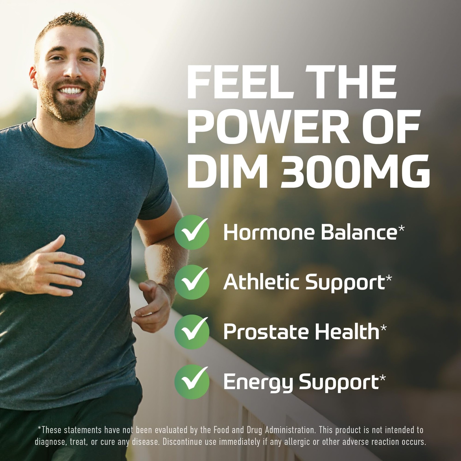 DIM Supplement for Men 300mg | Estrogen Blocker & 60 Count (Pack of 1), White