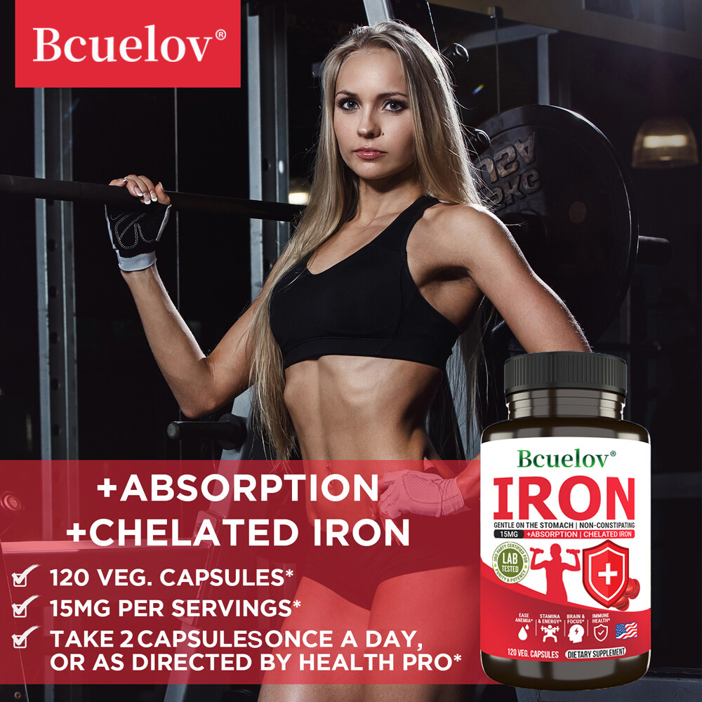 Iron 15mg Supplement – Chelated Gentler on Stomach Non Constipating
