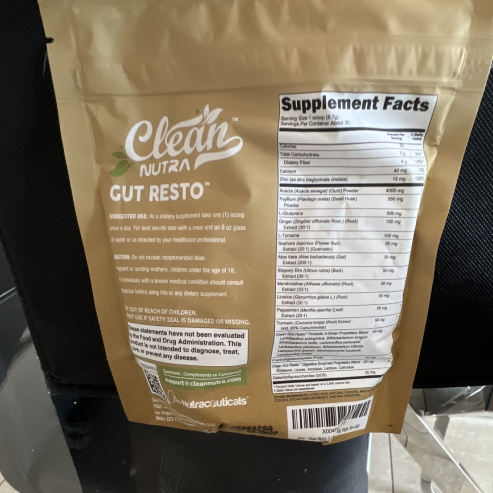 Clean Nutra Gut Resto Fiber Psyllium Acacia Ginger Powder Pink Lemonade Digesti…