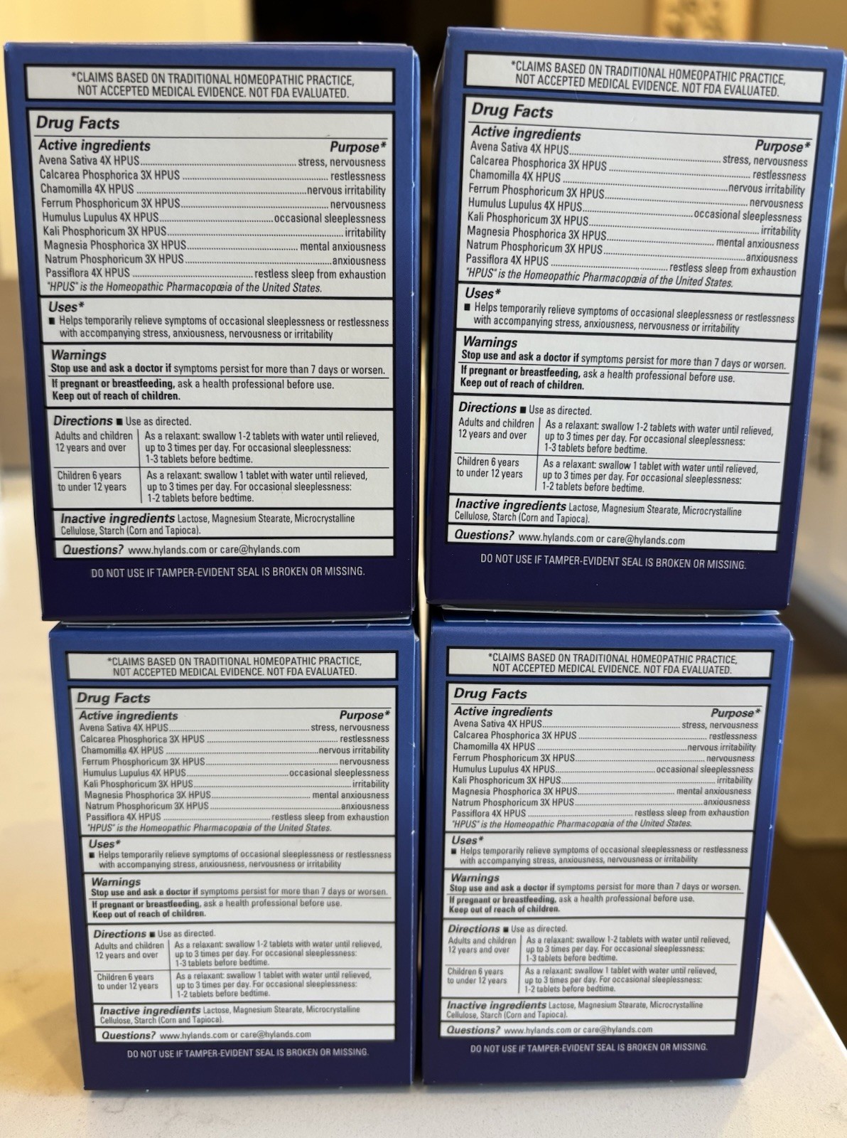 Hyland’s Calms Forte Sleep & Stress Support (4) 50 Ct Each Exp. 04/27 Sealed