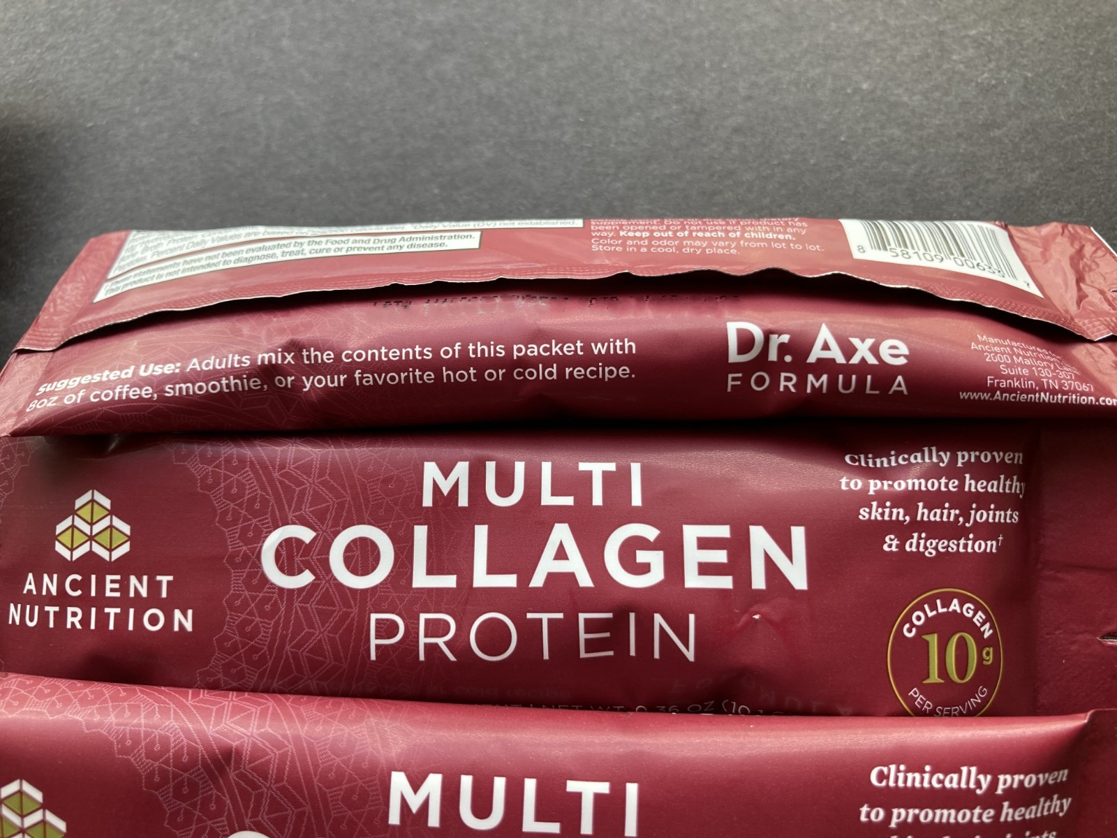 Lot Of 2 Dr. Axe Ancient Nutrition Multi Collagen Protein Single Packets