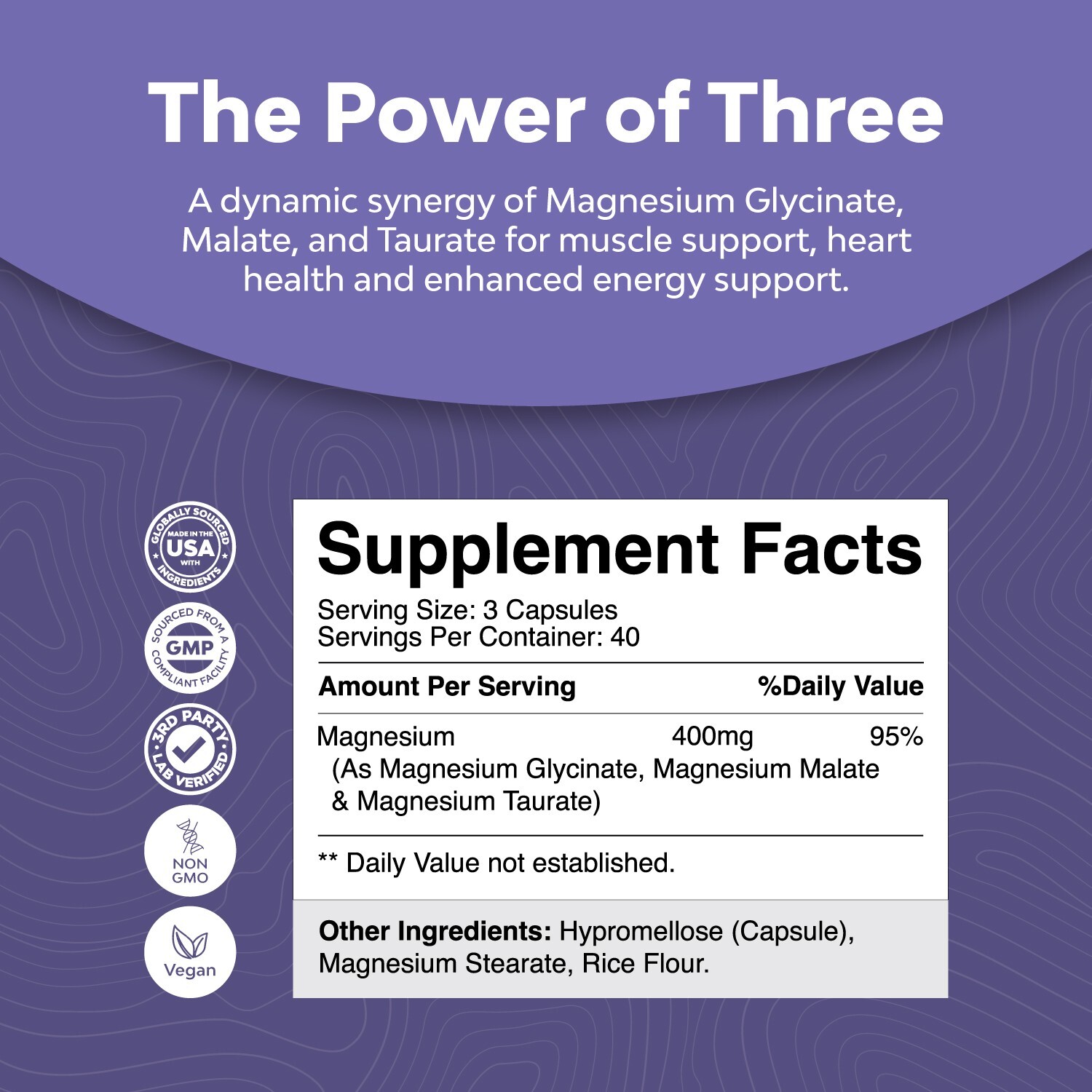 Triple Magnesium Complex Supplement 400mg Per Serving – High Absorption