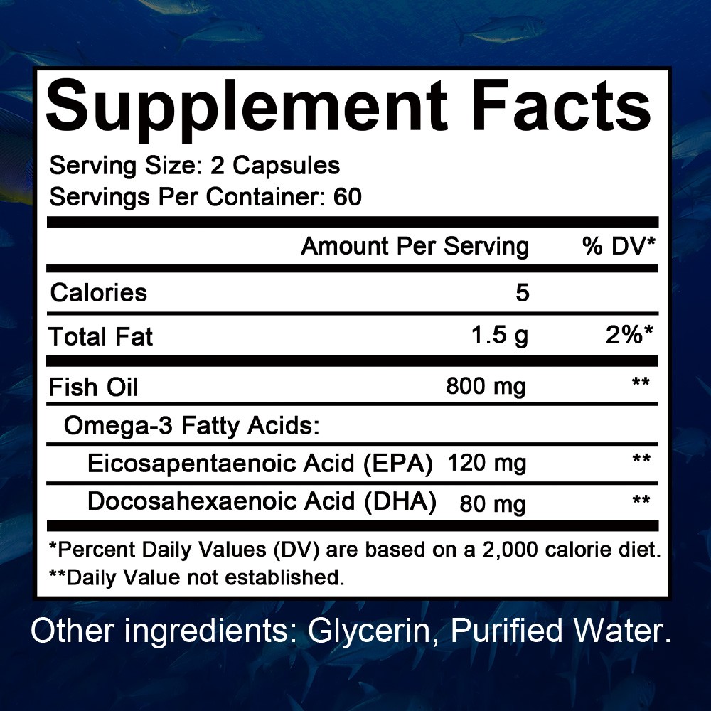 Omega 3 Fish Oil -800mg, 30/60/120 Capsules – 3x Strength Promote Overall Health