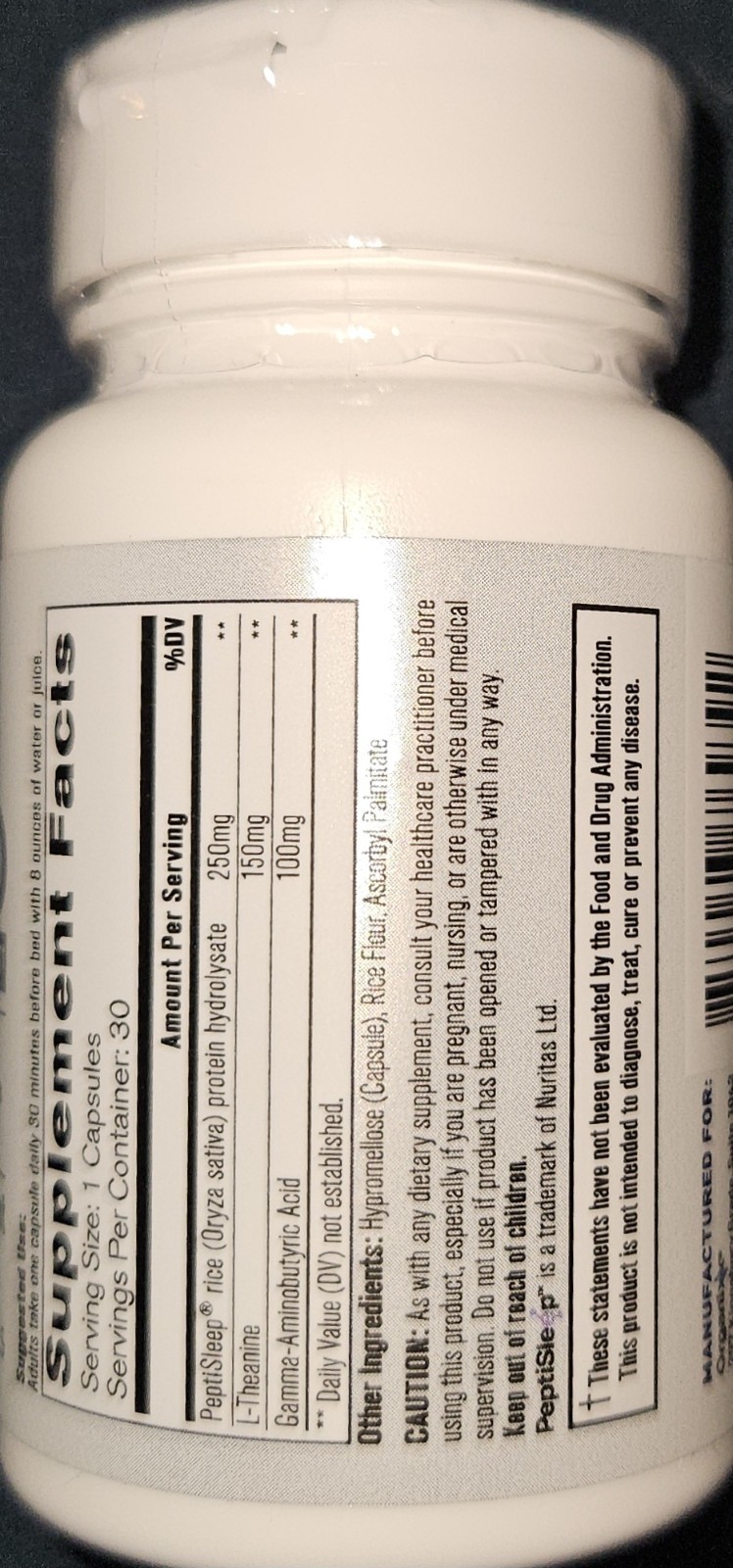 Organixx Clean Sleep 3D Melatonin Free Supplement L Theanine GABA Peptides 30ct