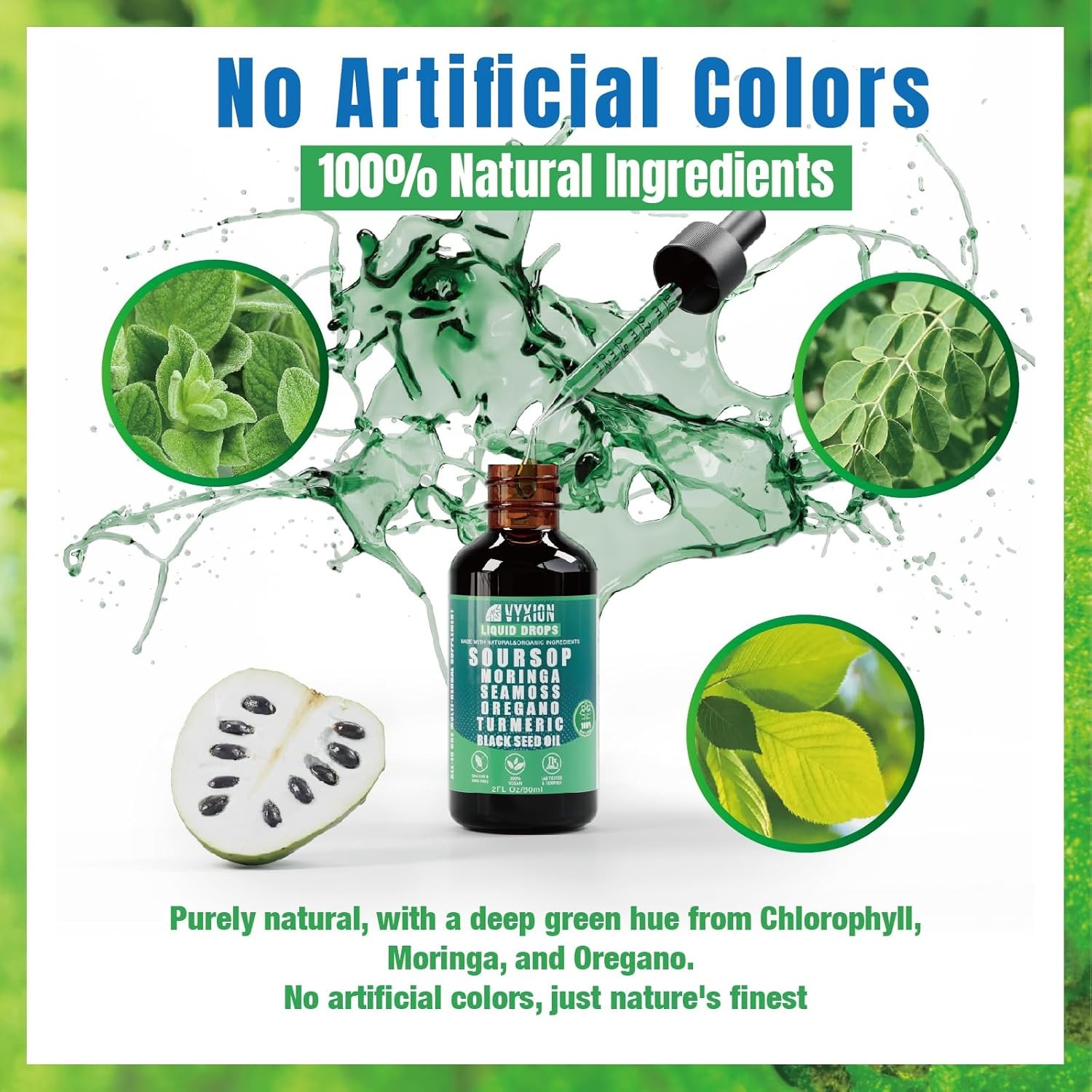 Soursop Bitters Liquid Drops 10 in 1 with Sea Moss, 2 Fl Oz (Pack of 1)