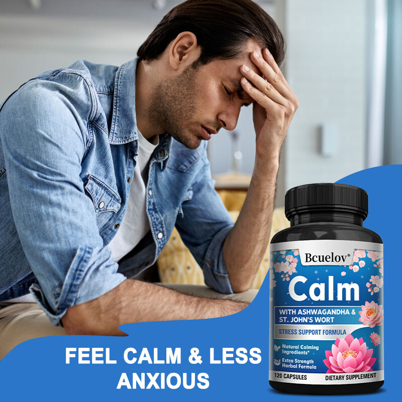 Herbal Calming Stress Supplement Boost Relaxation & Positive Mood 120 Capsules