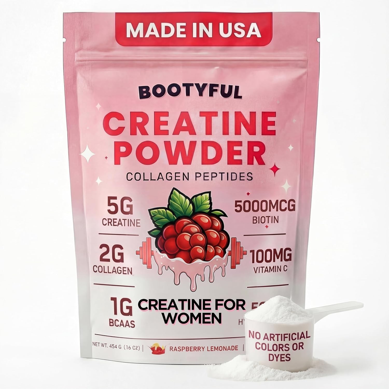 Creatine for Women – Booty Builder – Packed with Collagen, Biotin, BCAAs, Hyalur