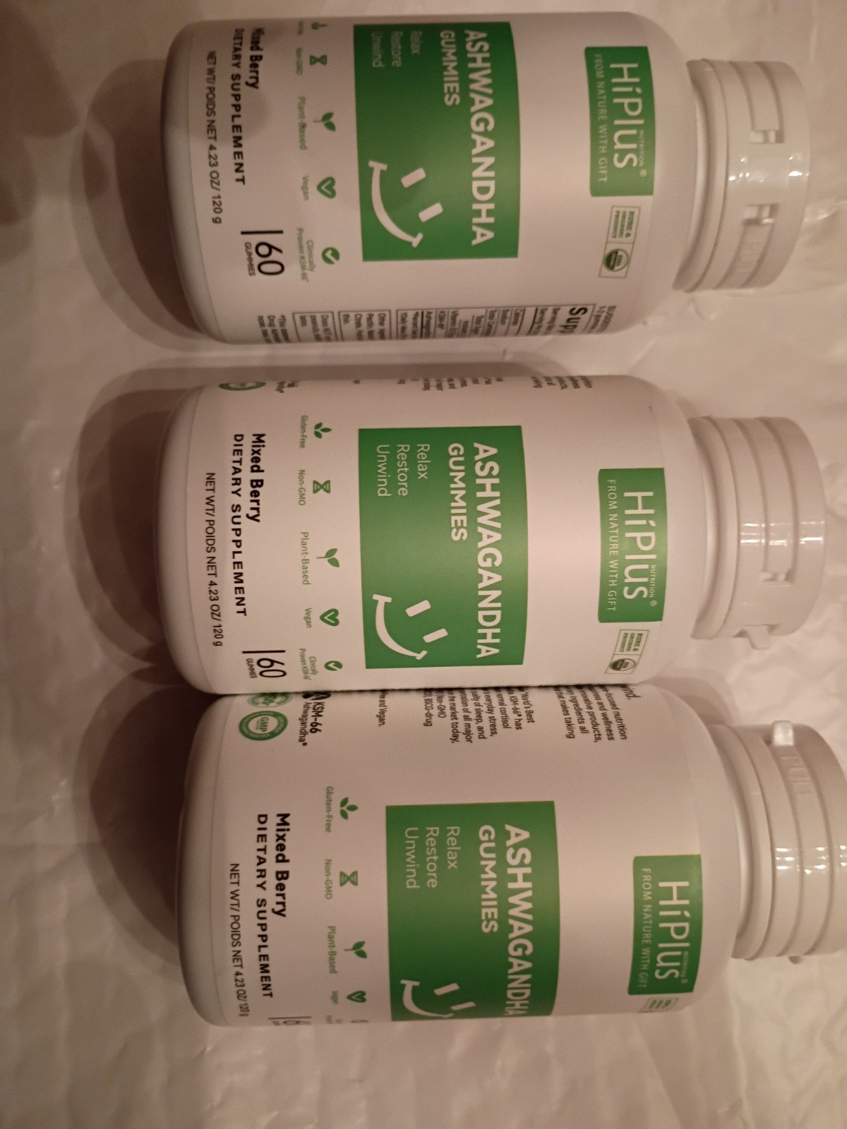 Hiplus Ashwaganda Ksm-66 Gummy 1 Bottle Mixed Berry For Sleep 💤 and Stres