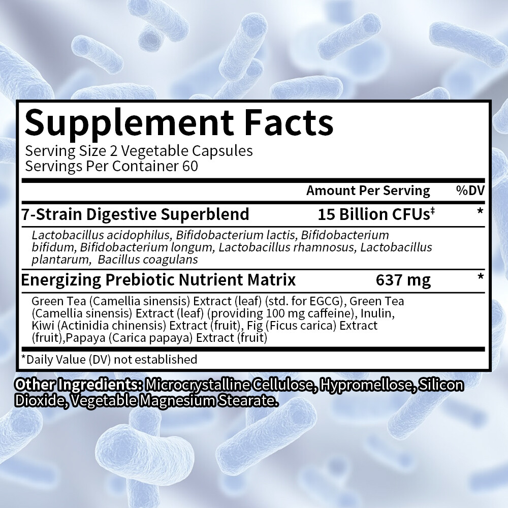 Probiotic Complex Capsules with Prebiotics,Gut Flora&Boost Immune Health 120Caps