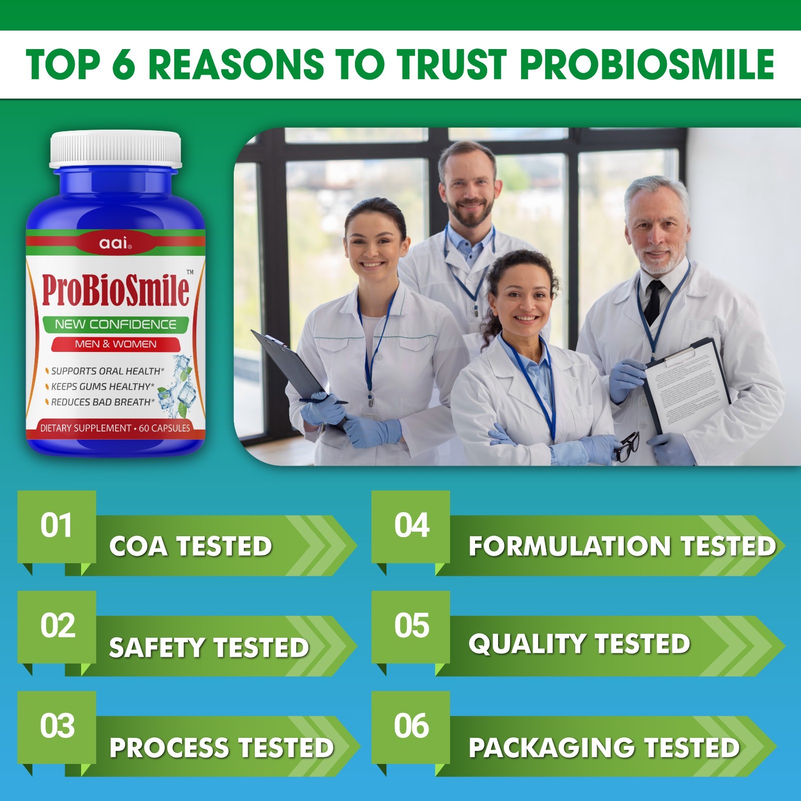 Oral Probiotics Supplement, Bad Breath Freshener Dental Oral Care- 60C- 19/12/25
