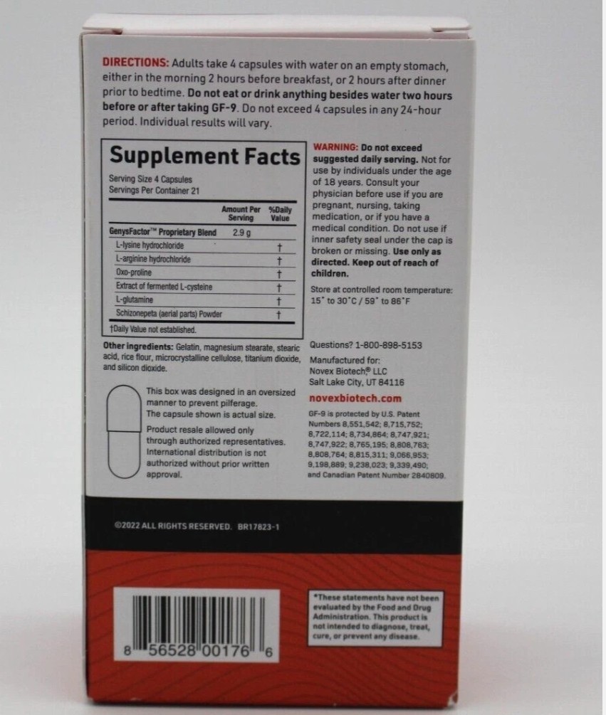 Novex Biotech GF-9 HGH Boosting Increase Muscle & Energy, 84 Count – Exp 2/2027
