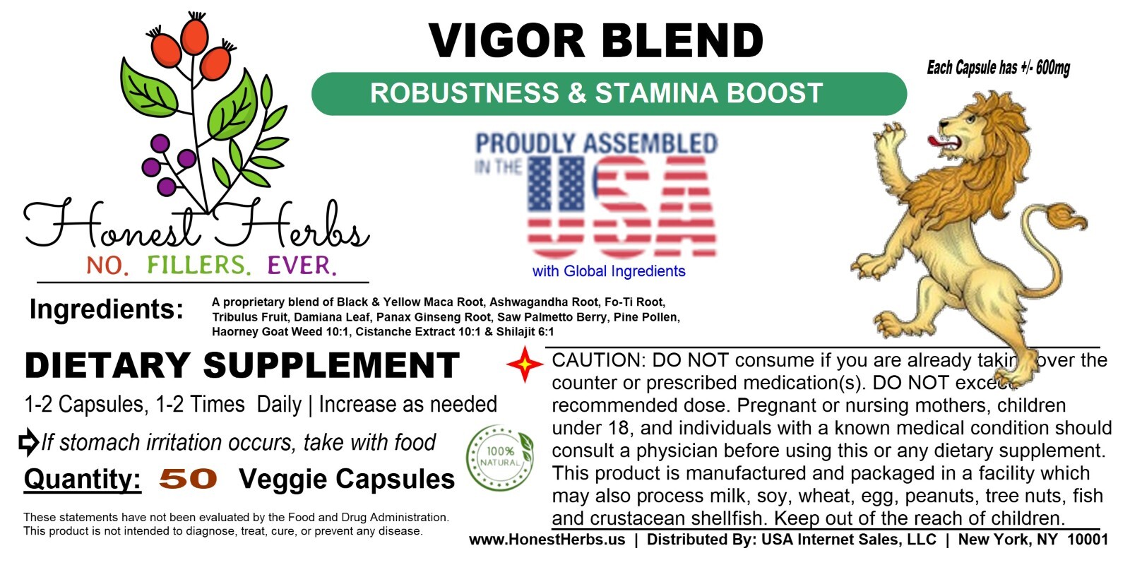 Vigor Special Blend – Cistanche, Pine Pollen, Ginseng 50 Veg. Caps, 600mg