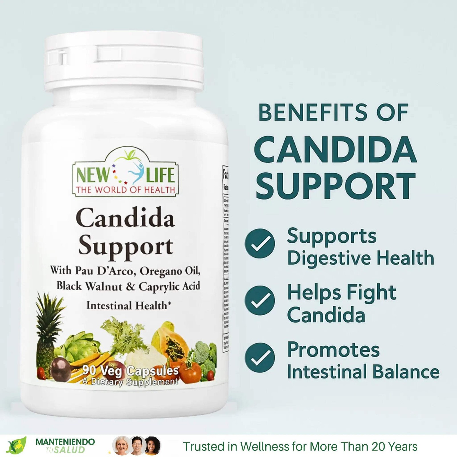New Life Candida Support, Digestive Health, Black Walnut, 90 Capsules