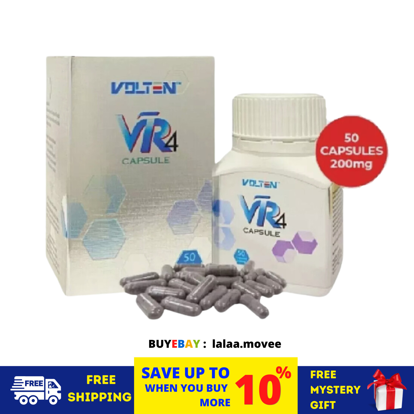1 X Volten VR4 Capsule Black Ginger Extract Plant Based General Health