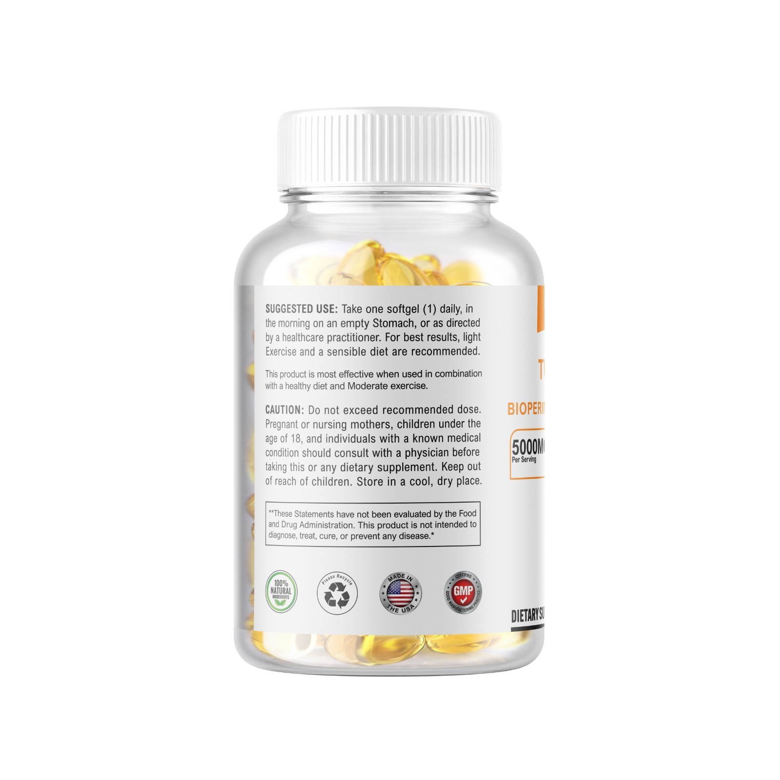 Turmeric Curcumin 5000mg Herbal Extract with BioPerine Servings 240 Softgels