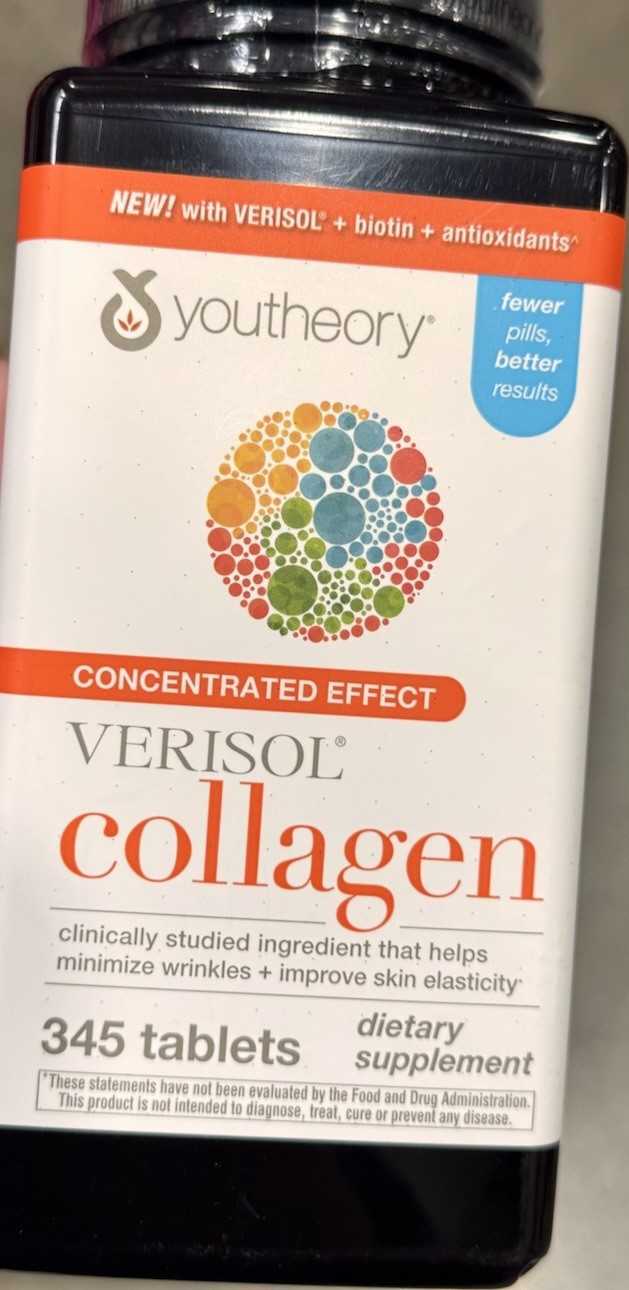 youtheory Verisol Collagen 2500mg + Biotin/Vit C 345 Tablets Exp 11/2027