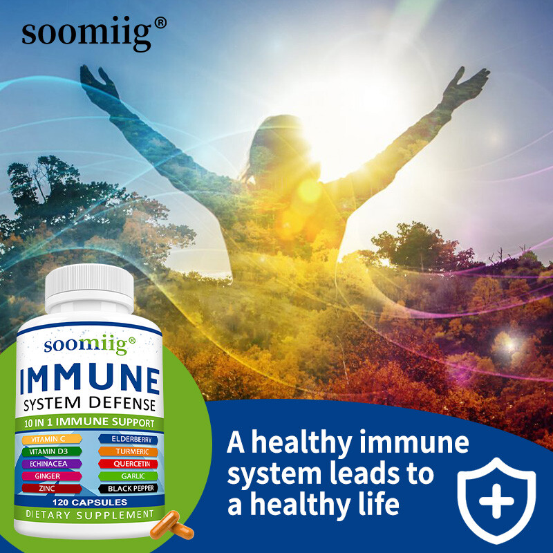 Immune System Defense Support Supplement Vitamin C D3 Quercetin Turmeric 30-120