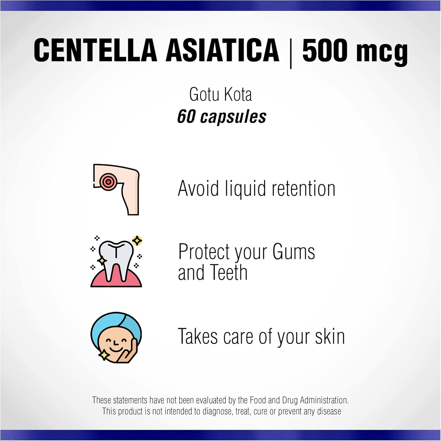 Centella Asiatica 500 mg 60 Capsules by Natural Systems – Gotu Kola Herb Moistur