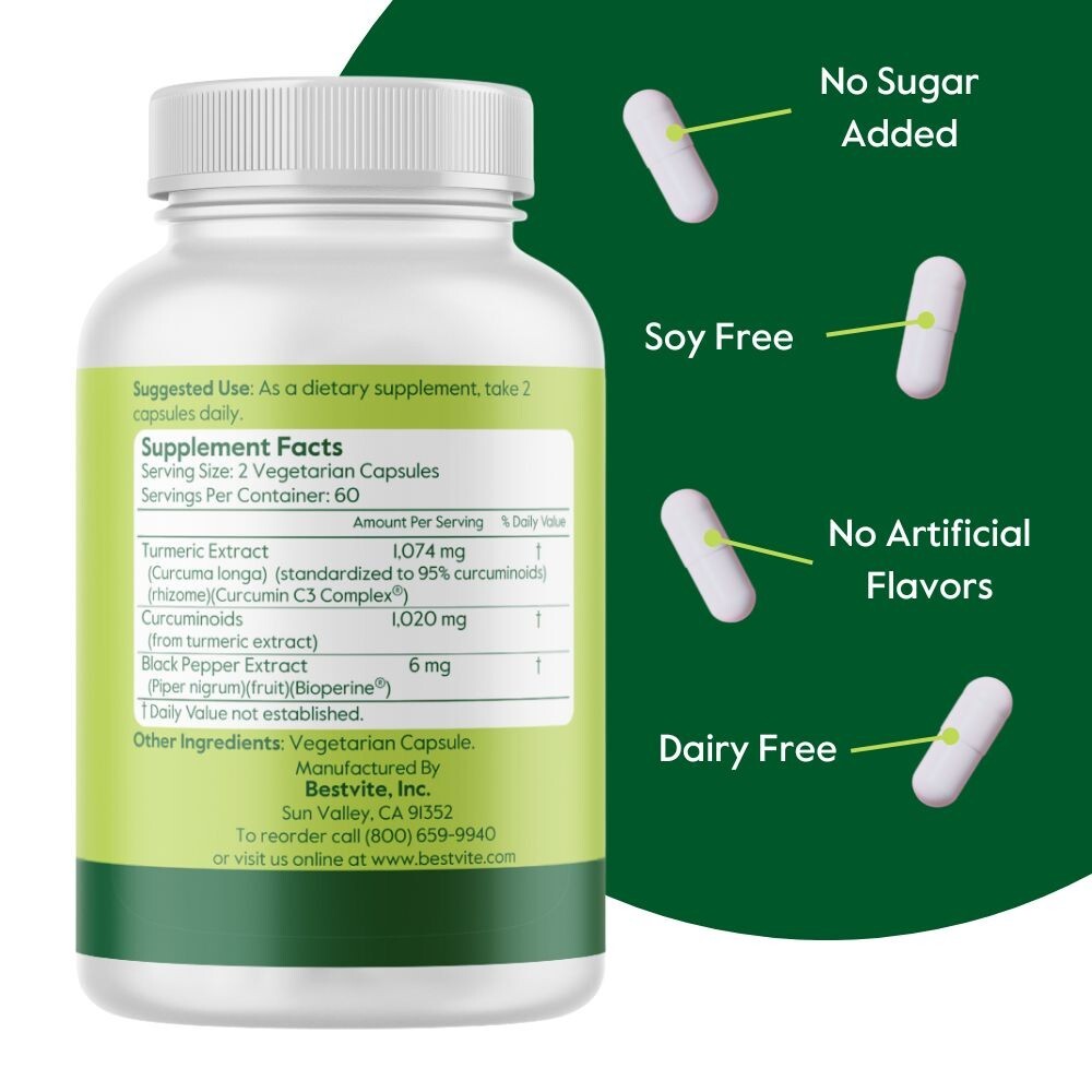 Curcumin 510mg (Turmeric)(120 Veg Caps) with Curcumin C3 Complex & Bioperine