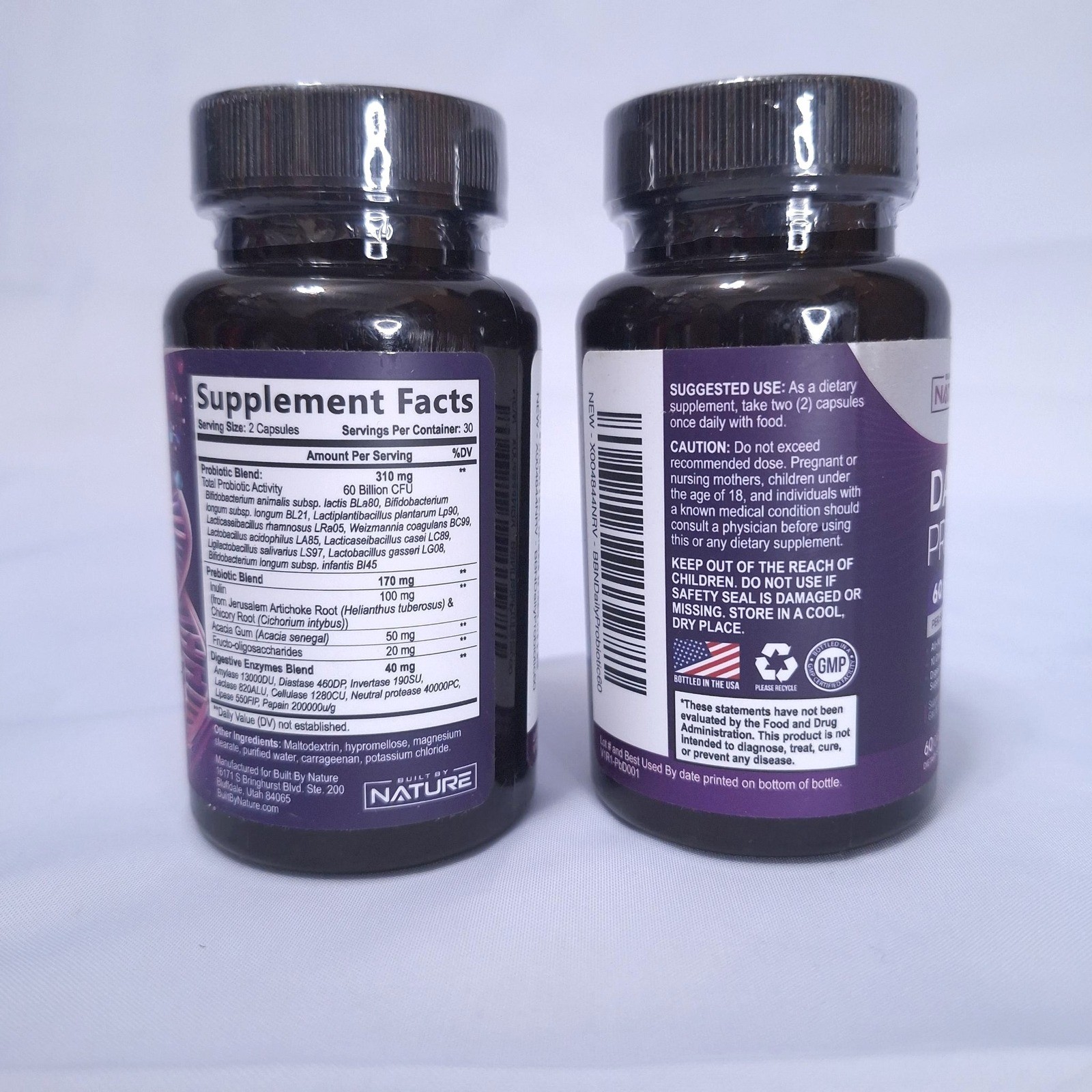 Built By Nature Daily Probiotic 60 Billion CFUs 60 Capsules Exp 03/2026 – 2 Pack