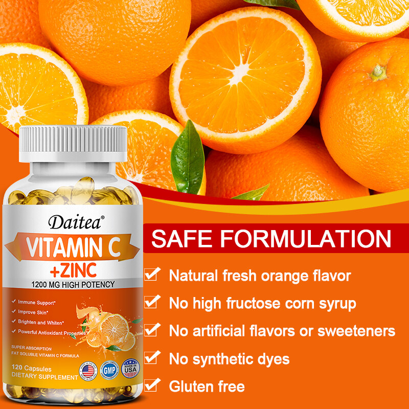 Liposomal Vitamin C + Zinc High Absorption Vit C Immune Supplements 1200mg