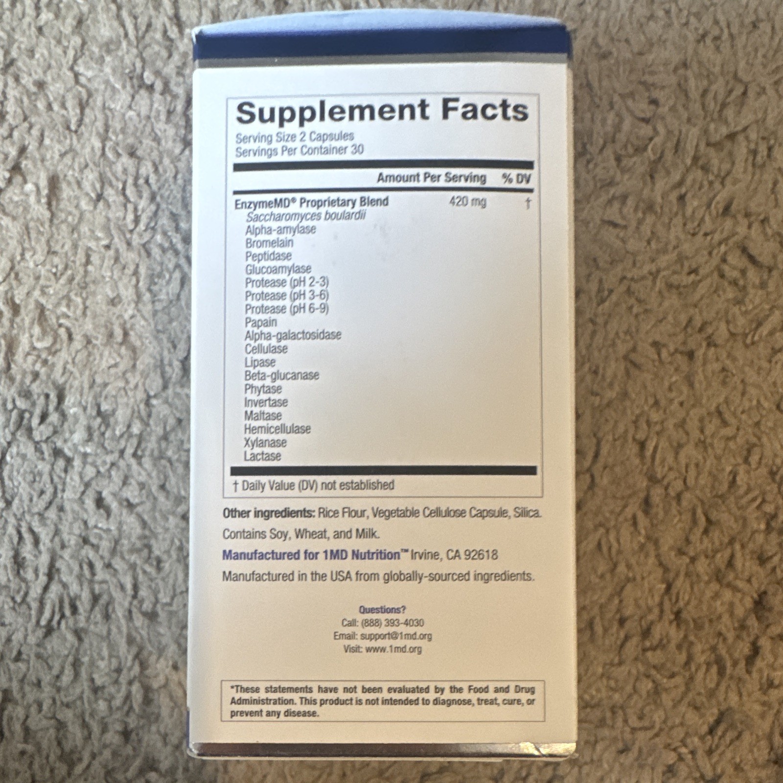 1MD Nutrition EnzymeMD Digestive Support 60 Capsules Exp 11/2026