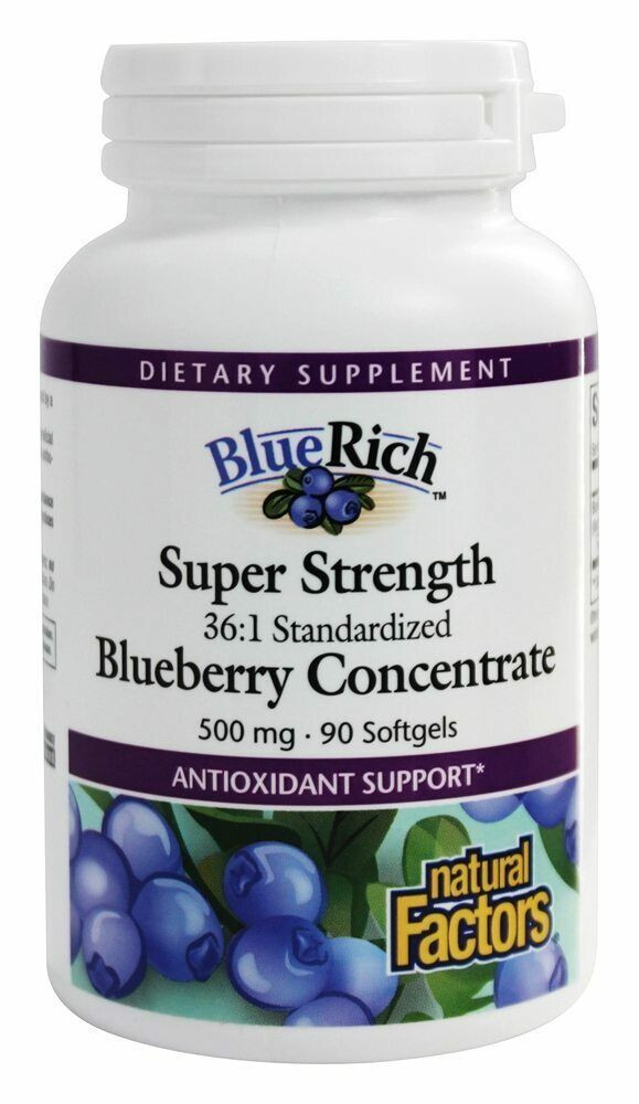 Natural Factors BlueRich Super Strength Blueberry Concentrate, 90 Softgels