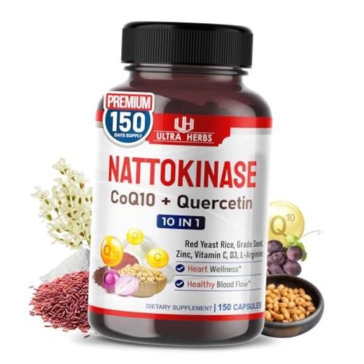 Nattokinase Supplement 4000FU, Enriched with CoQ10, 150-day supply (pack of 1)