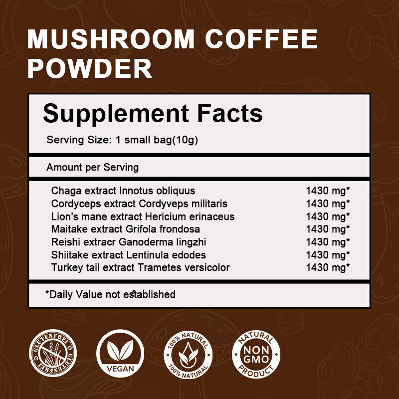 400g Mushroom Complex Coffee Powder Support Immune Health Refresh Your Brain