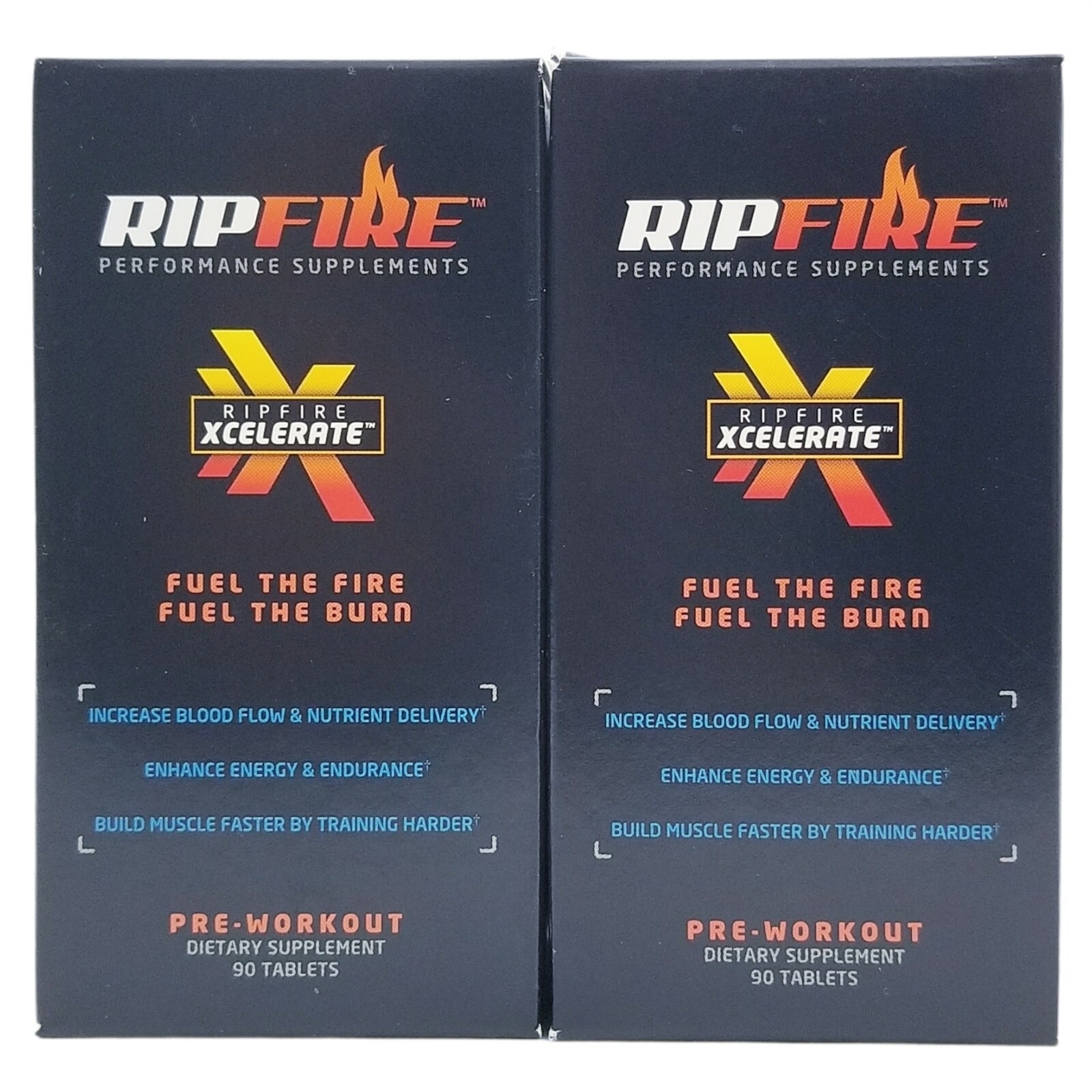 2X RipFire Xcelerate Pre-Workout Dietary Supplements 90 Tablets Each Full Energy
