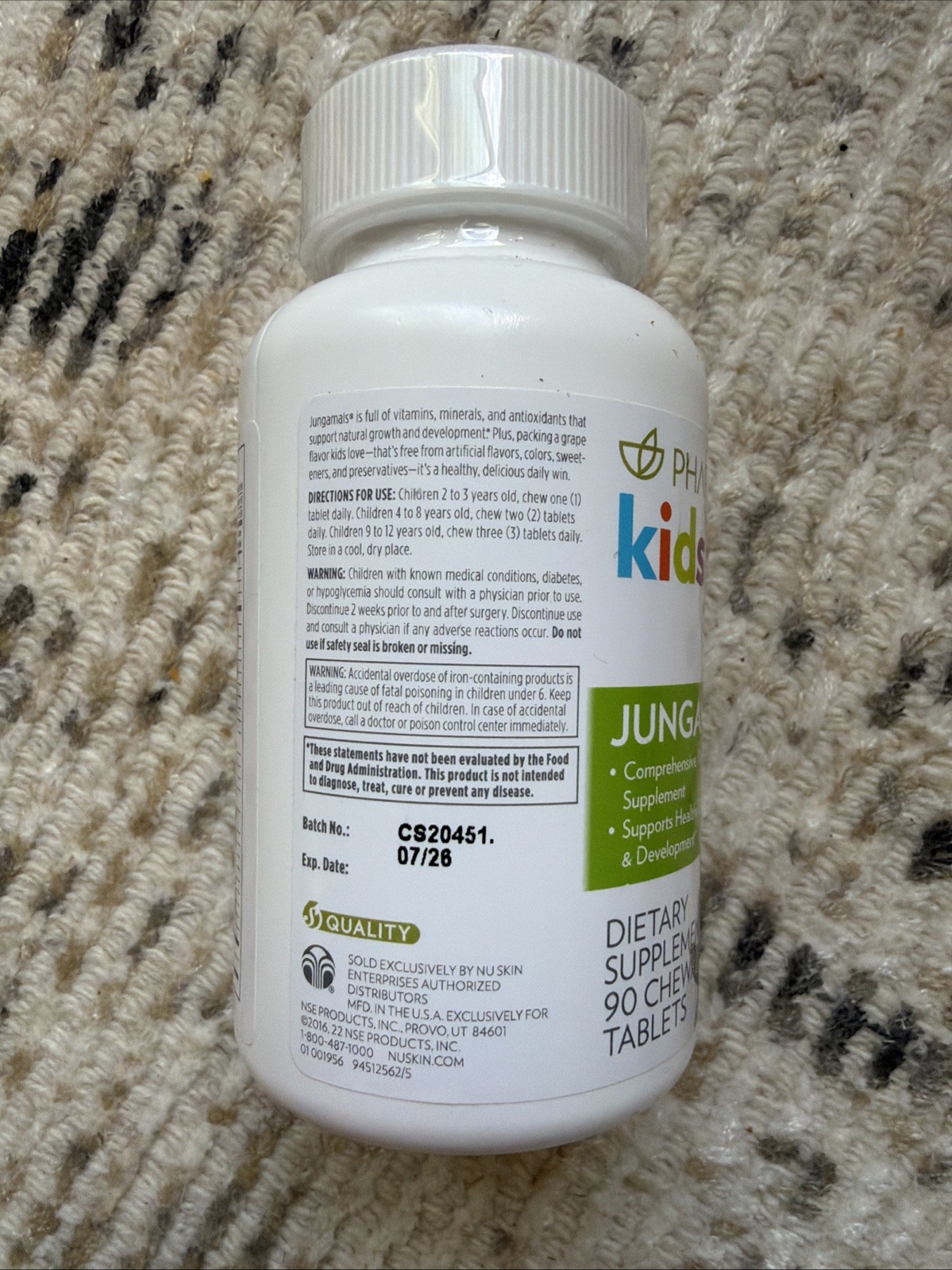 Nu Skin NuSkin PHARMANEX Jungamals Kids DIETARY SUPPLEMENT 90 CHEWABLE EXP 07/26