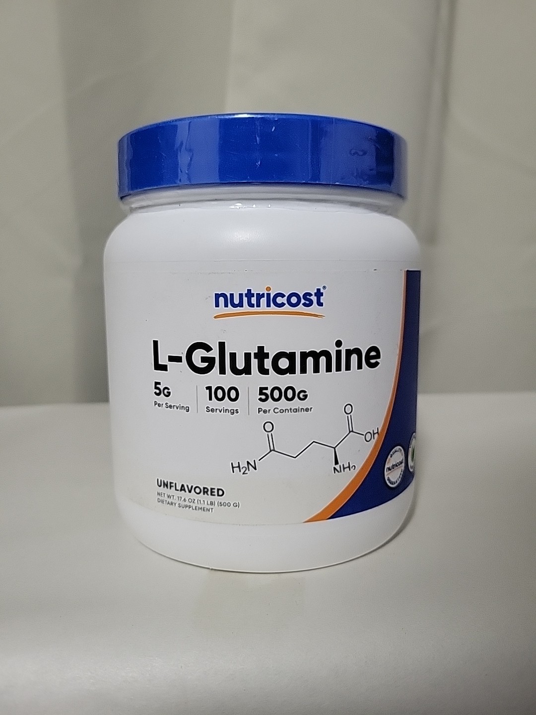 Nutricost L Glutamine Powder 100 Servings Unflavored 17.6oz Exp 06/27 Free Ship