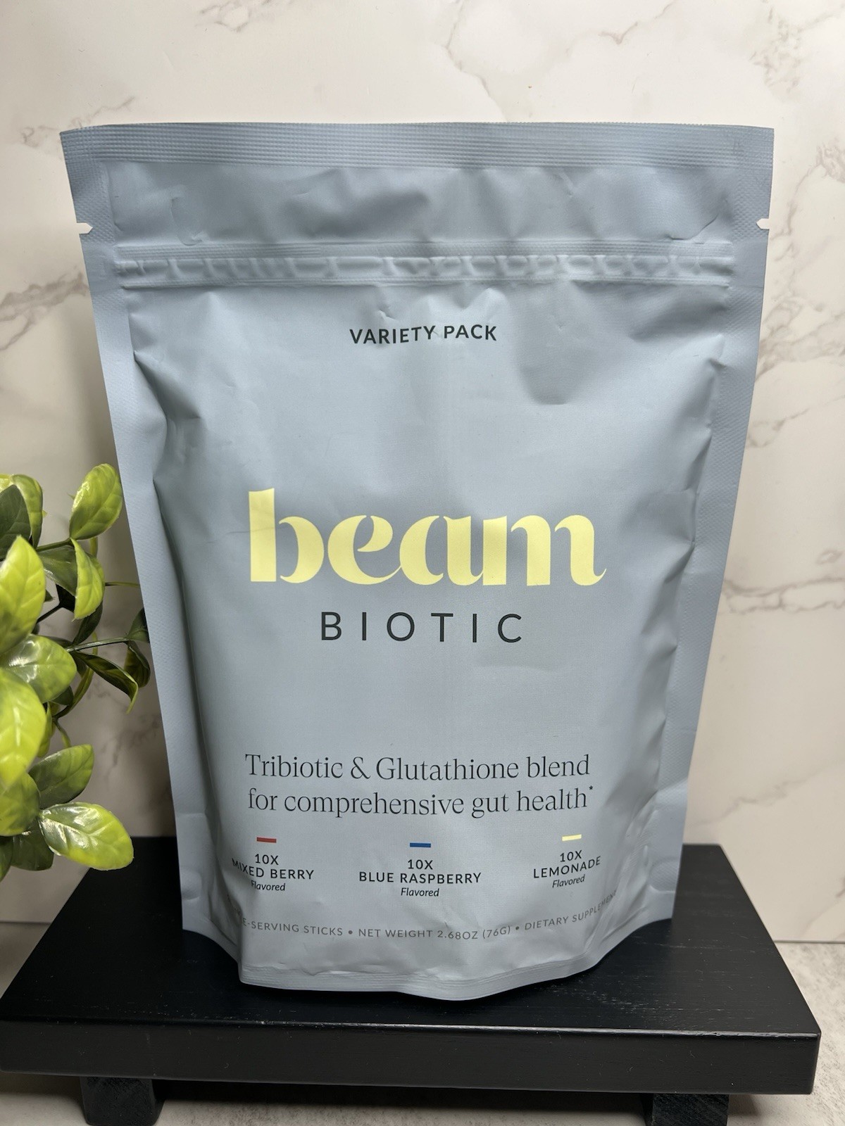 beam Biotic Variety Pack Tribiotic + Glutathione Powder 30 Sticks Exp 04/2028