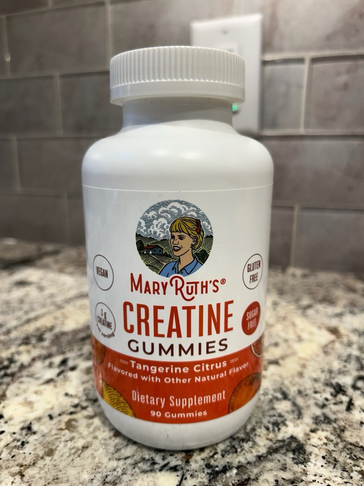 MaryRuth’s Creatine Gummies Tangerine Citrus Vegan Gluten Free Sugar Free 90
