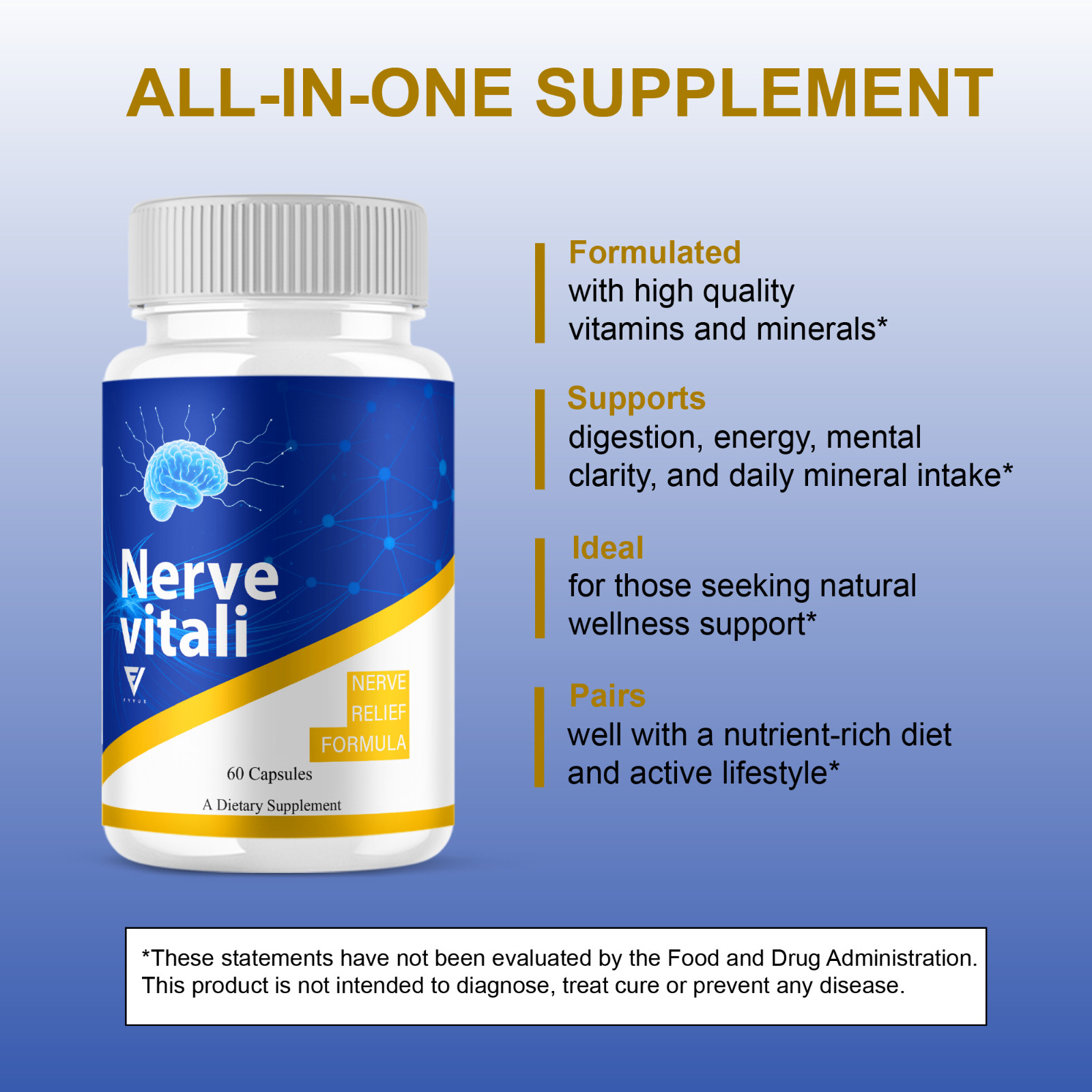 (3 Pack) NerveVitali Wellness Support, Nerve Vitali Nerve Pills (180 Capsules)