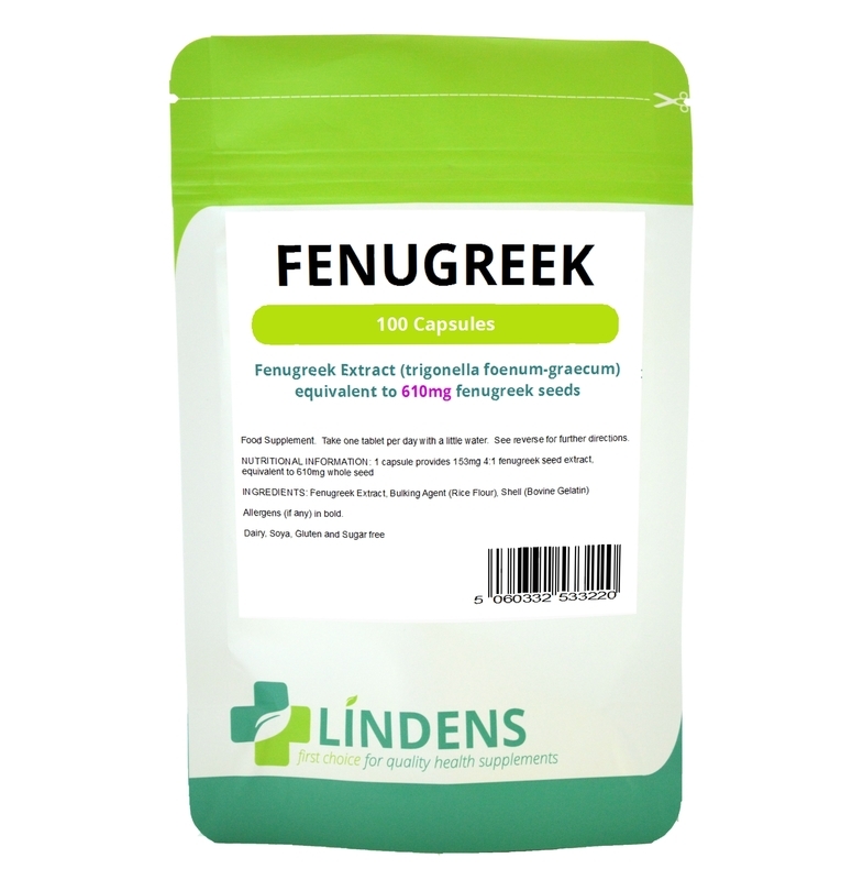 Lindens Fenugreek Seed Extract 610mg 100 Capsules Trigonella Foenum-Graecum