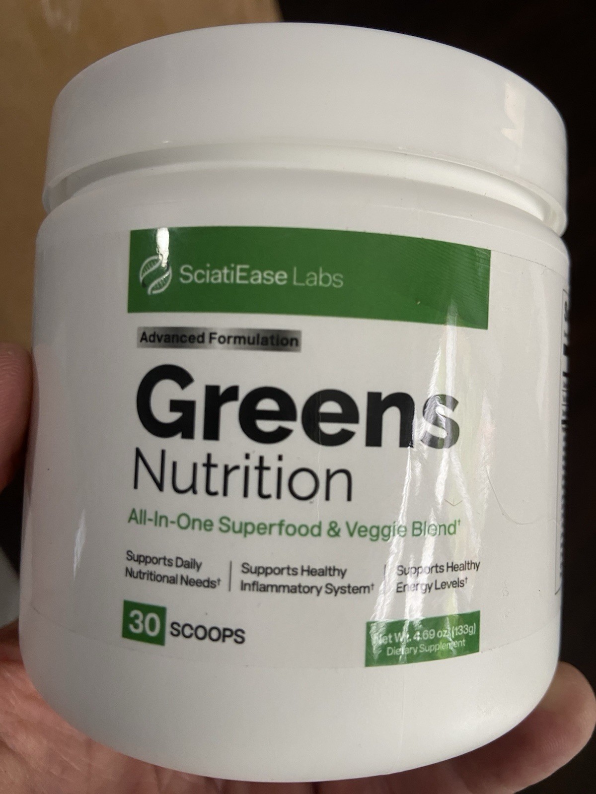 SciatiEase Labs Greens Nutrition Powder. All in one super food and veggie blend