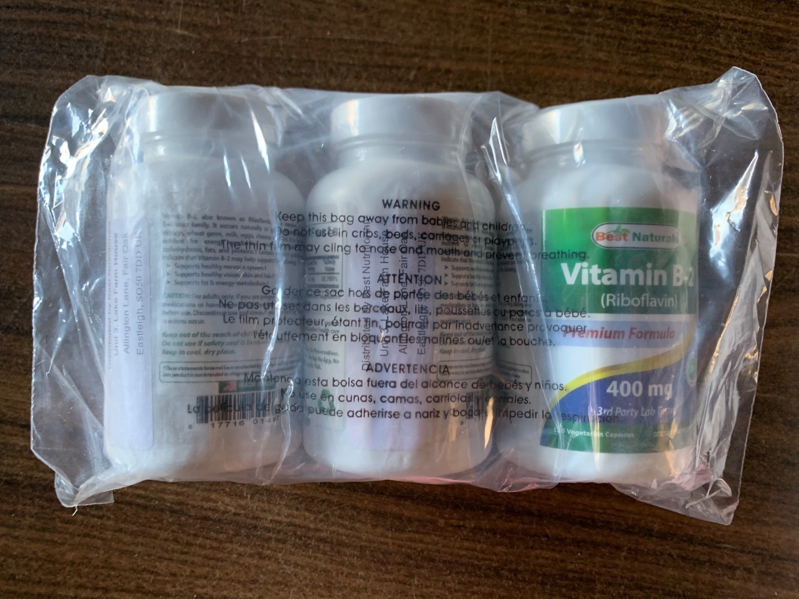 3 Pack Best Naturals Vitamin B2 400 mg 120 Veg Capsules