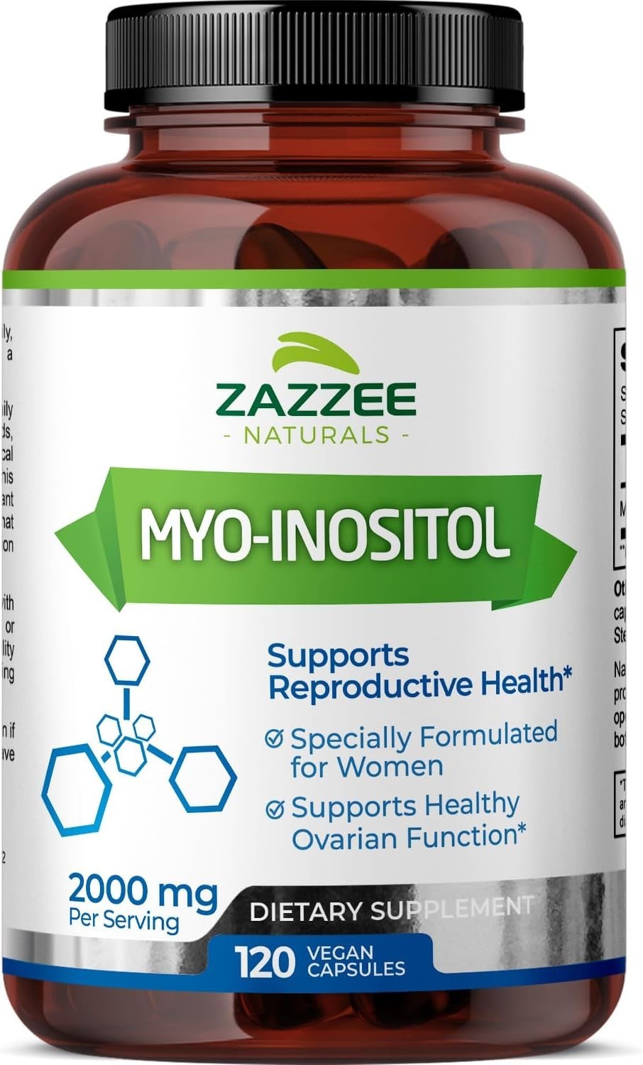 ZAZZEE Myo-Inositol Reproductive Health 2000 mg 120 Capsules EXP 05/2027