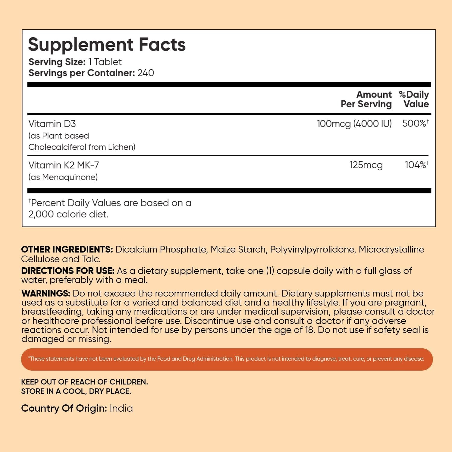 WeightWorld Vitamin D3 + K2 4000 IU 240 Tablets – Bone & Immune Support