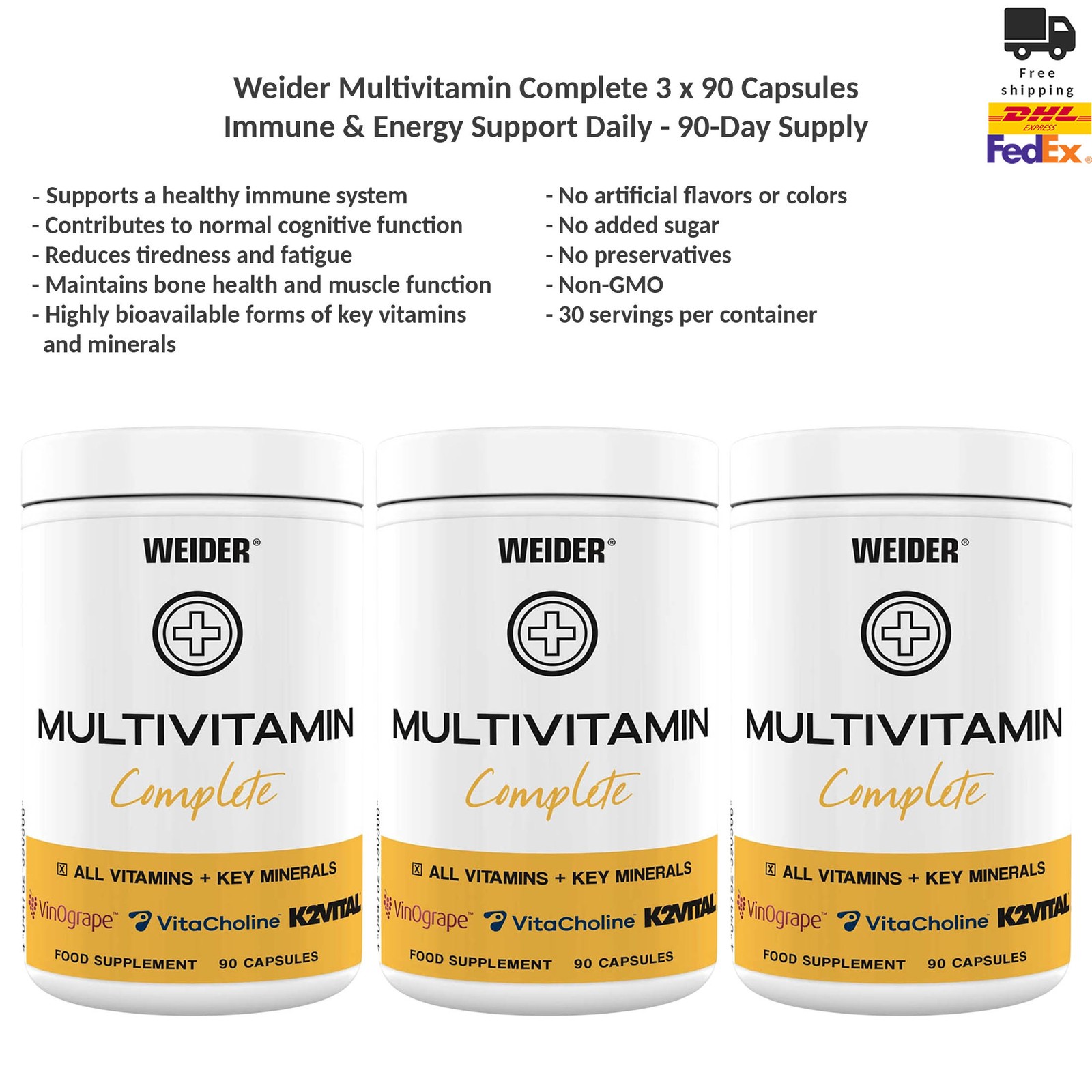 Weider Multivitamin Complete 270 Capsules Advanced Daily Multinutrient Support