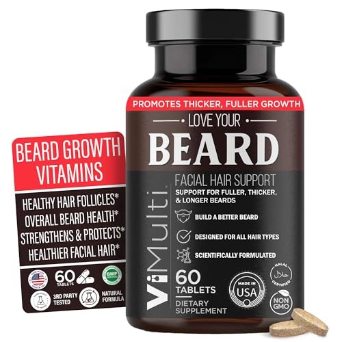 Men’s Beard Growth Supplement – Biotin, Collagen, Keratin 60 Tablets