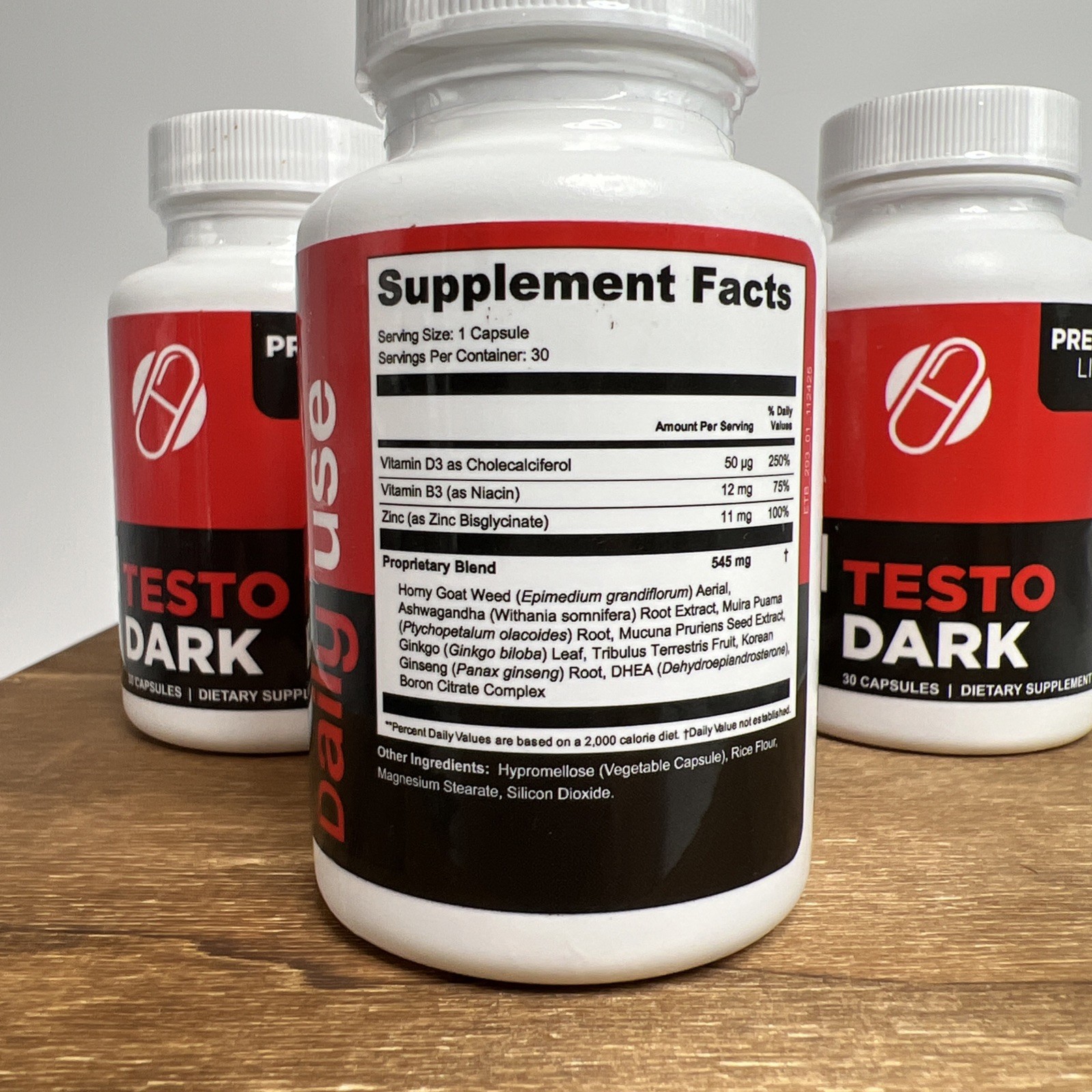 Testo Dark Capsules Testo Dark Premium Line BUNDLE 3 Bottles w/ 30 Capsules Each
