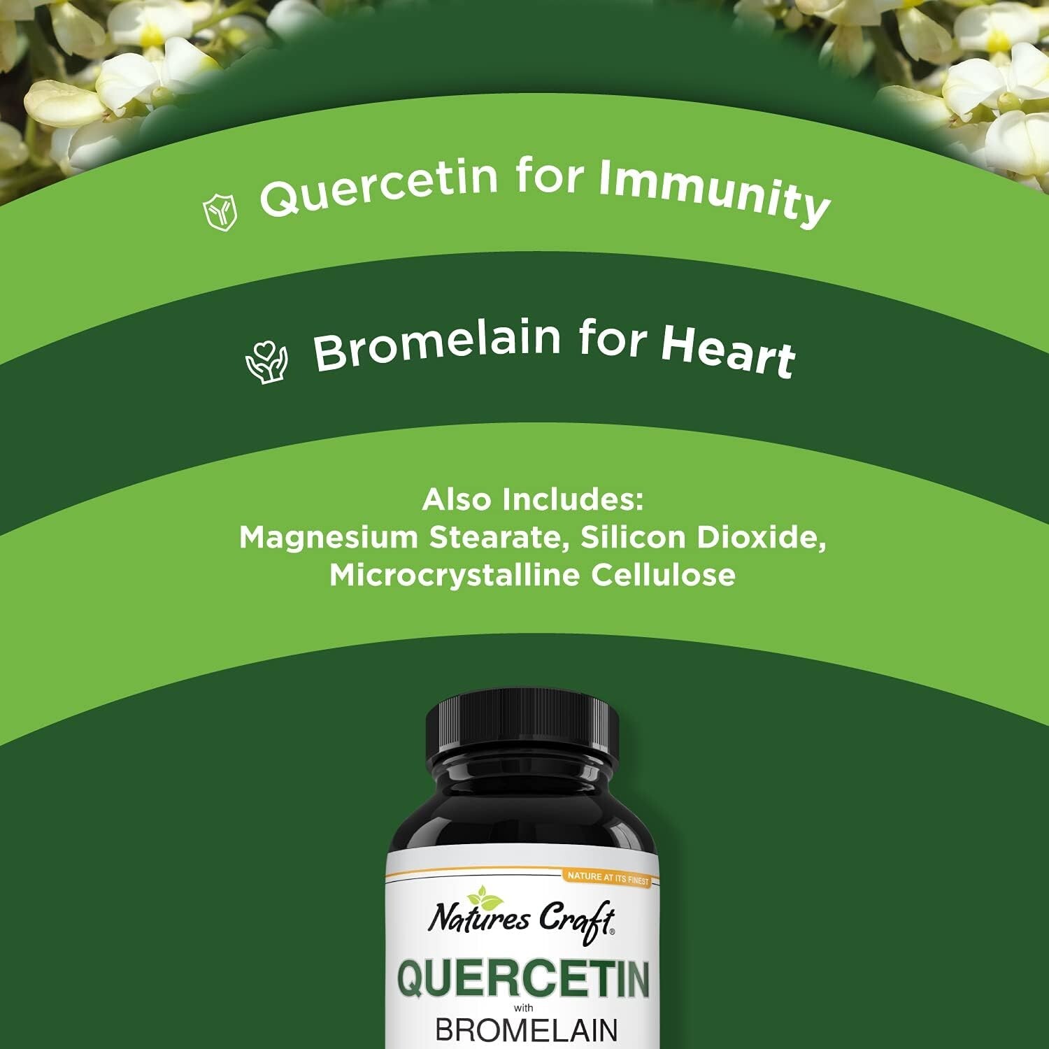 High Strength Quercetin 500mg 90 Capsules Plus 100mg Bromelain (3 Months Supply)