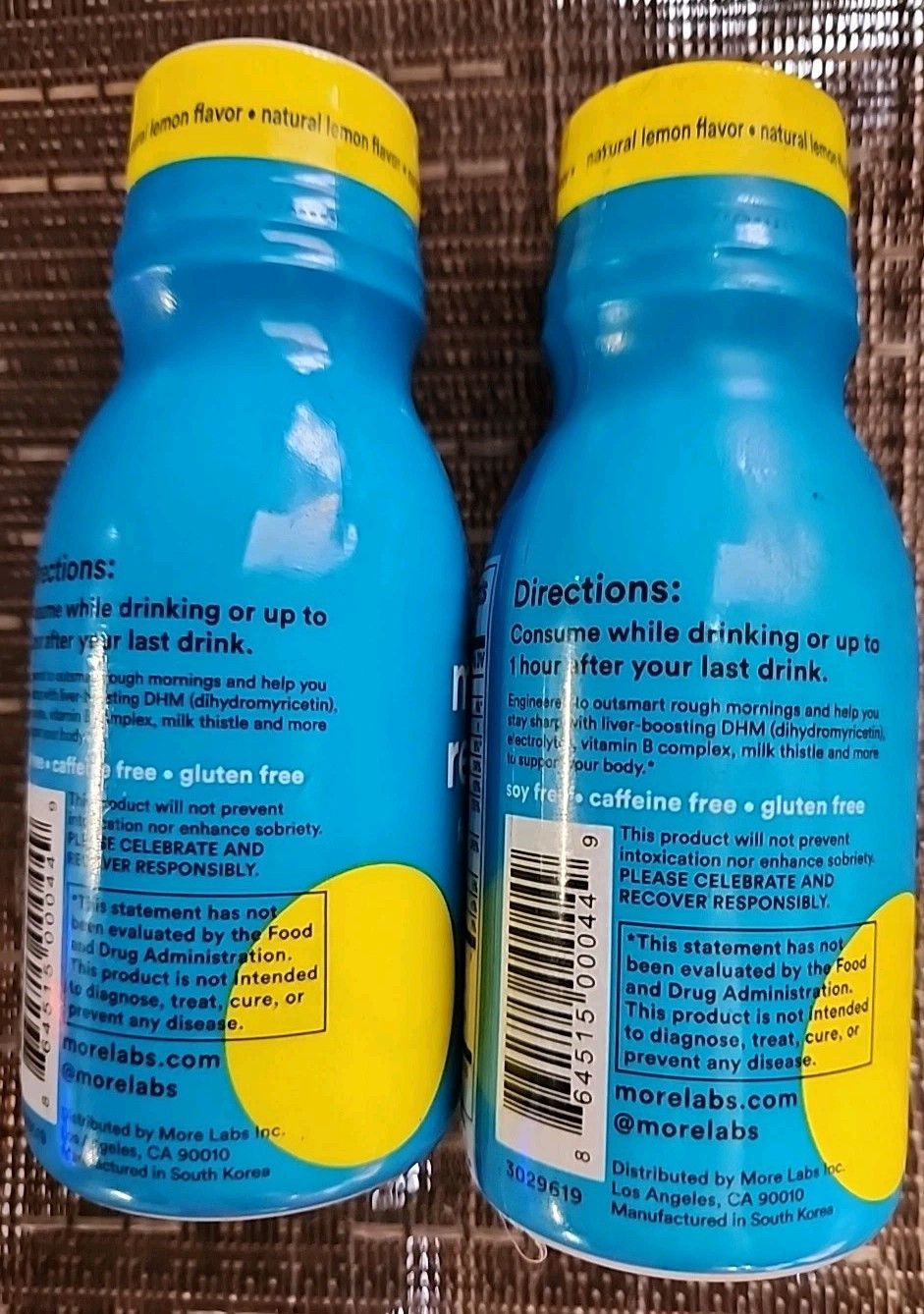 2Pk More Labs, Morning Recovery Drink Supplement, Lemon Flavor, 3.4 OZ Exp 5/26