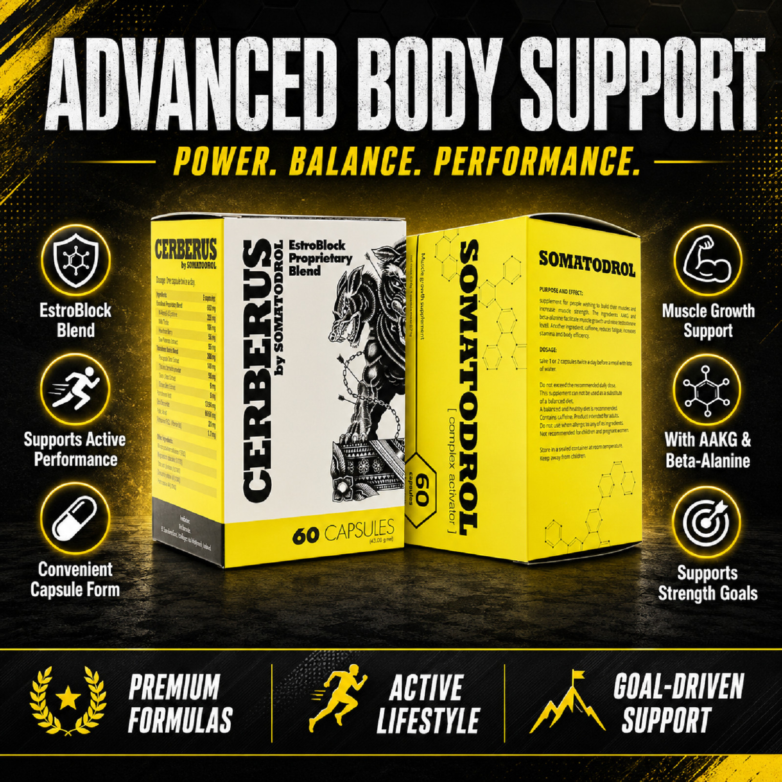CERBERUS + SOMATODROL – Endurance Regeneration Strength Natural Testo-Booster