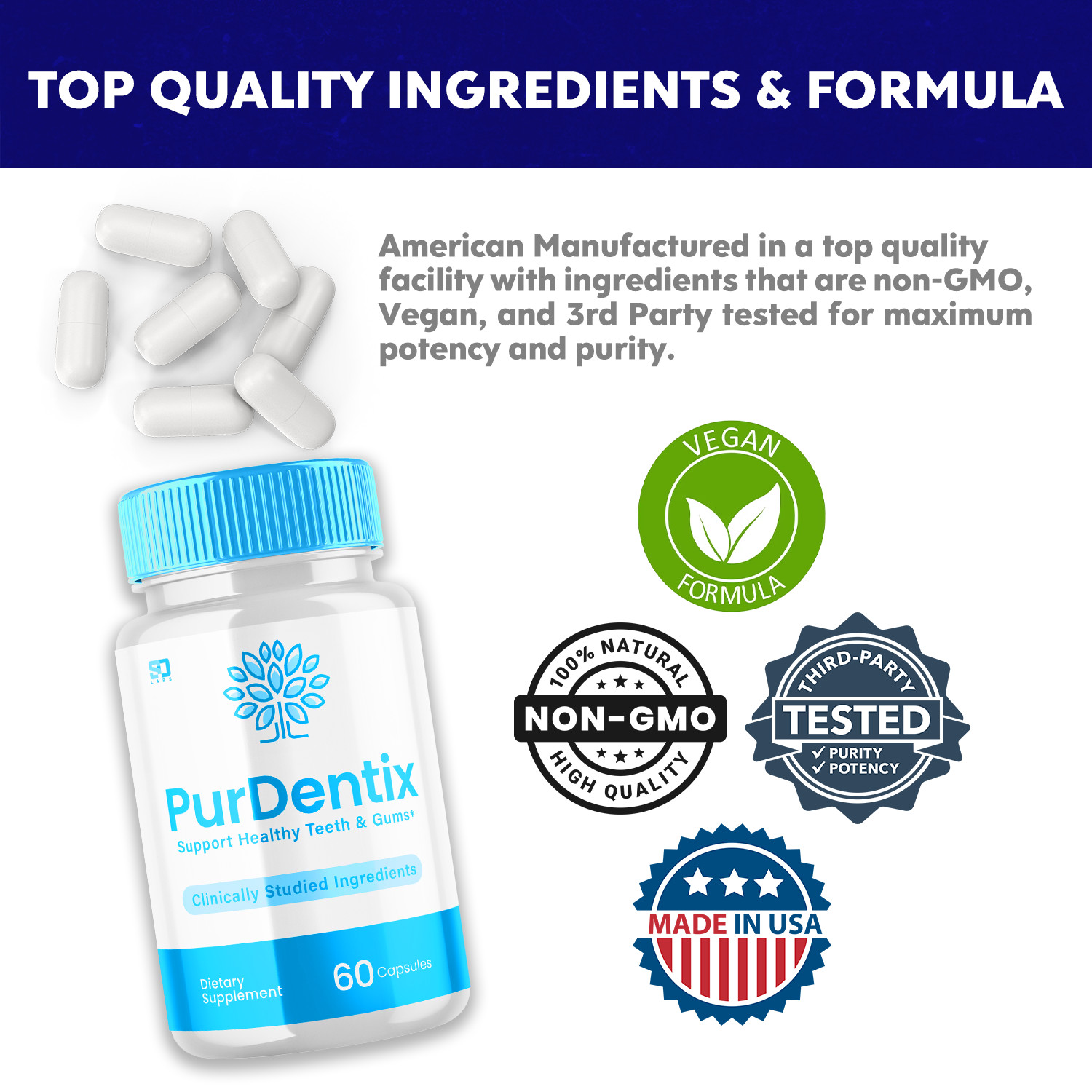Purdentix Oral Probiotic Support Healthy Teeth and Gums Pur Dentix (60 Capsules)