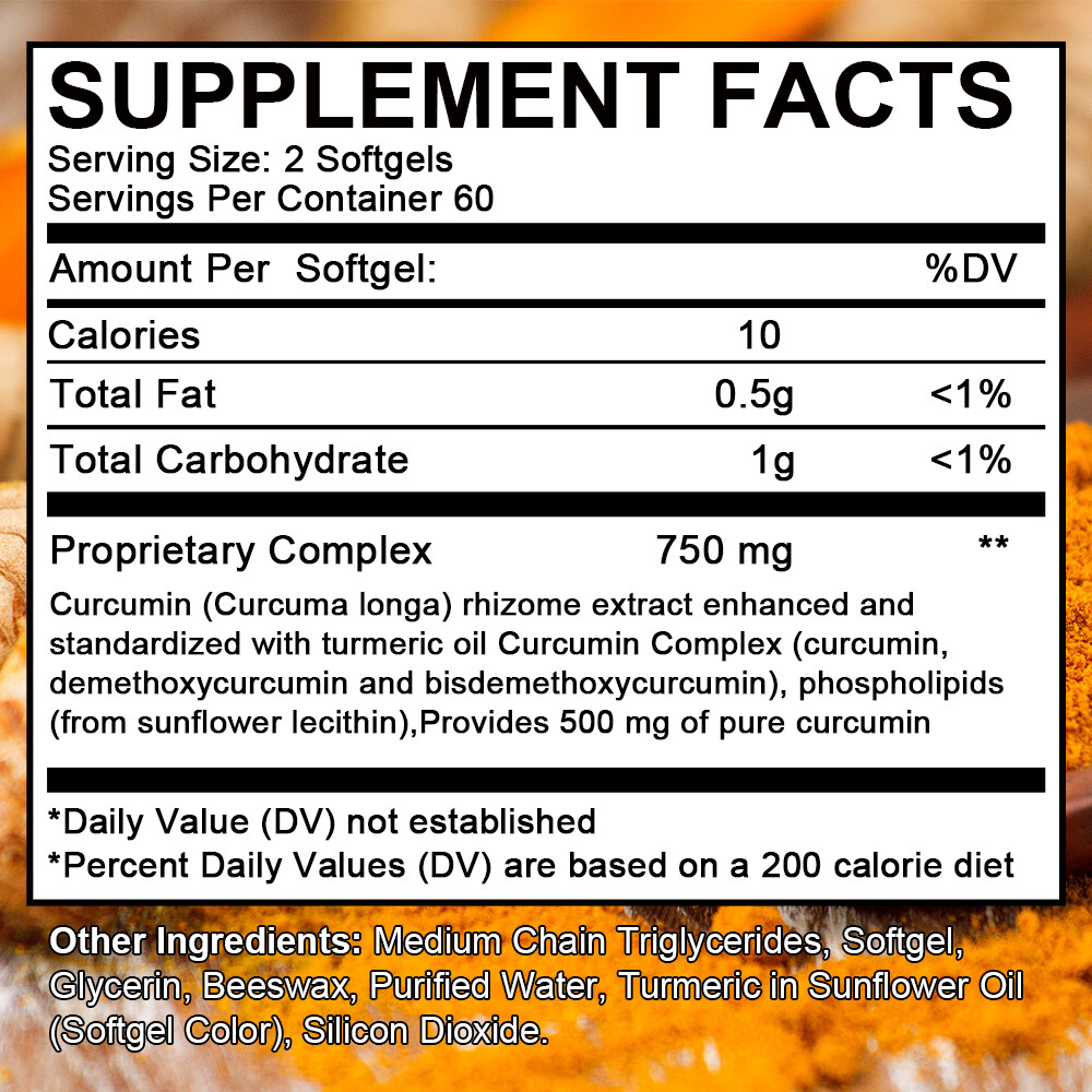 Turmeric Curcumin 750 mg Herbal Extract 30 to 120 Capsules