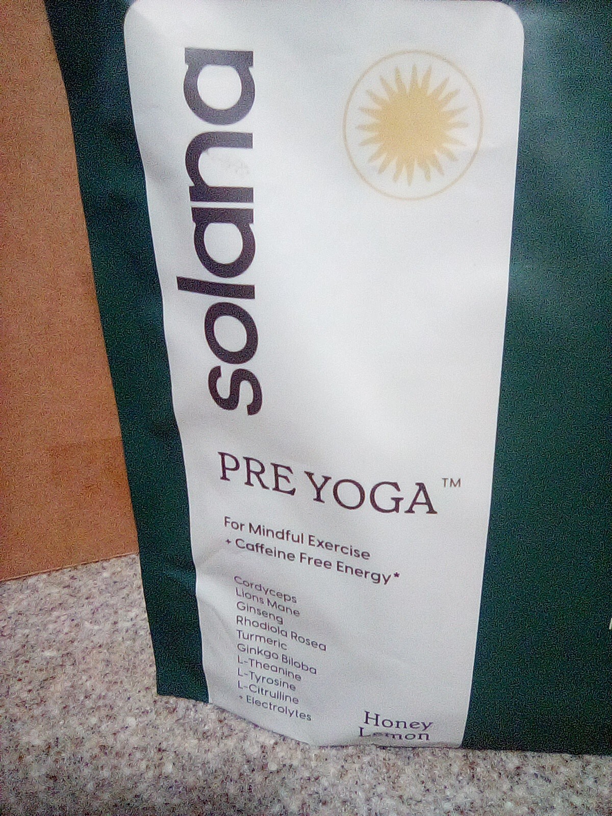 Solana Pre Yoga Dietary Supplement Honey Lemon 20 Sticks Plant Powered Ex 04/25